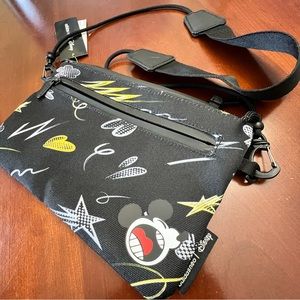 NEW Adidas x Disney Mickey Crossbody Zip Purse Bag Limited Edition Black 9x6”x1”